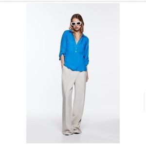Zara Blue Linen Shirt NWT